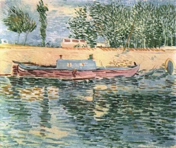 Vincent Van Gogh Painting - The Banks of the Seine with Boats Vincent van Gogh